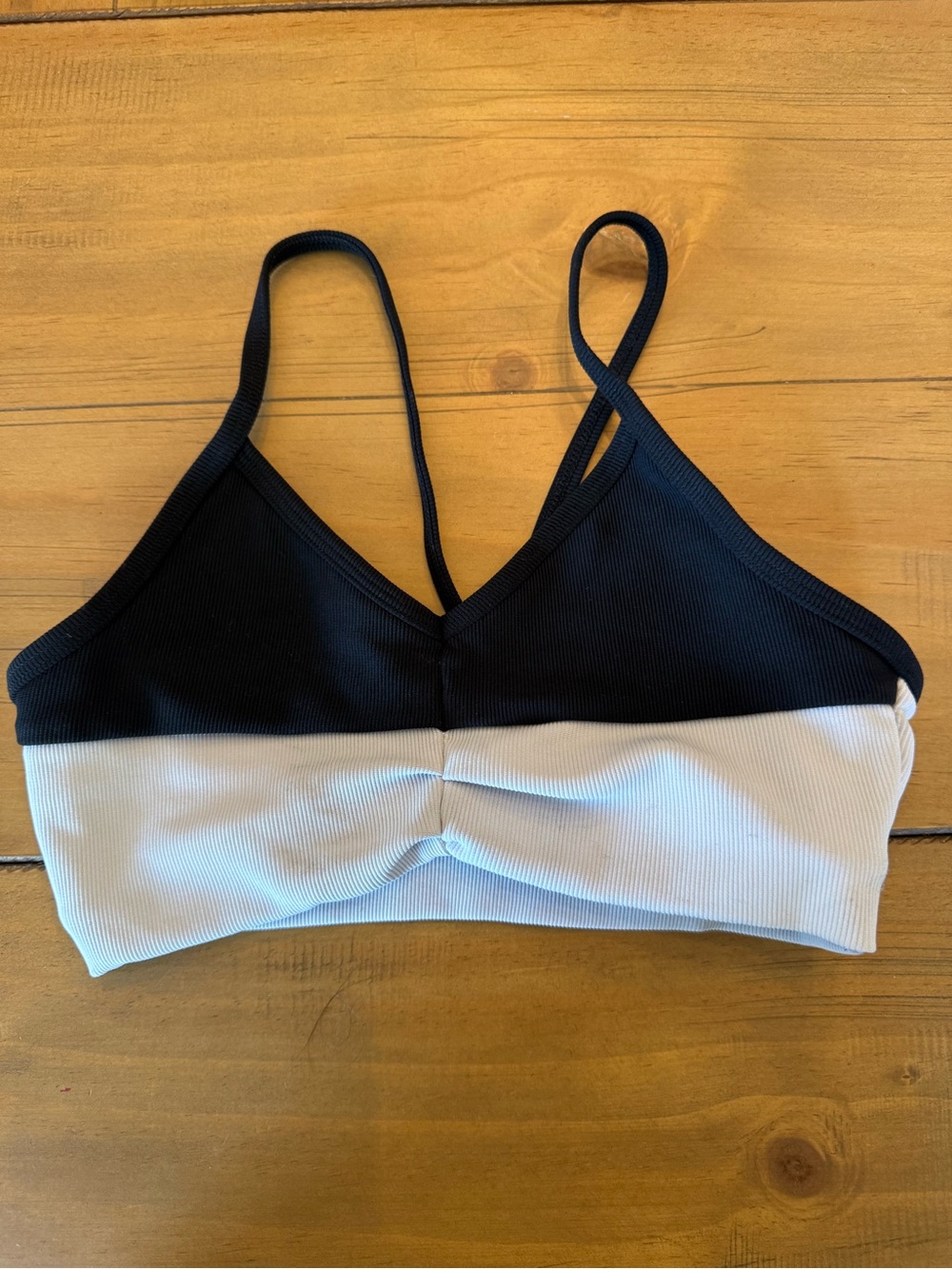 Two-Tone Ribbed Bralette — Black & White